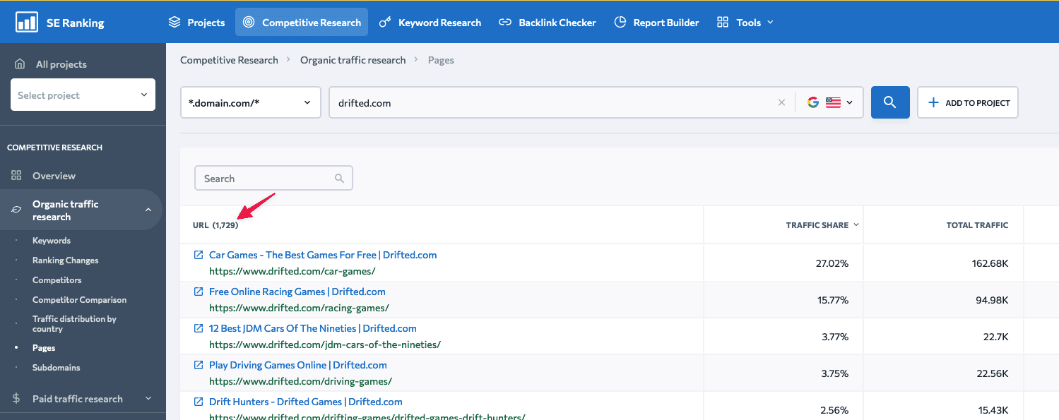 To access the pages in the SERP count