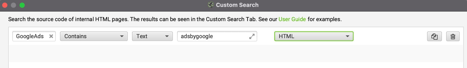"Custom Search” Feature of ScreamingFrog