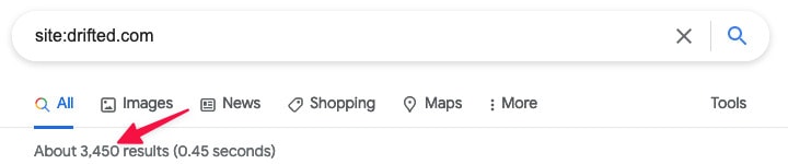 To check the indexed pages count, use the Google search operator “site”