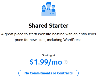 The entry-level shared hosting plan from DreamHost starts at just $1.99